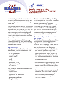 Roles for Health and Safety Professionals in Bullying Prevention and Intervention