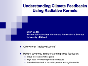 Understanding Climate Feedbacks Using Radiative Kernels Overview of “radiative kernels”