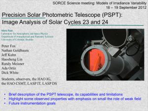 Precision Solar Photometric Telescope (PSPT): – 19 September 2012