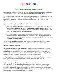 Spring 2014 Admissions Announcement