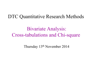 DTC Quantitative Research Methods Bivariate Analysis: Cross-tabulations and Chi-square Thursday 13