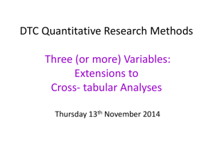 DTC Quantitative Research Methods Three (or more) Variables: Extensions to Cross- tabular Analyses