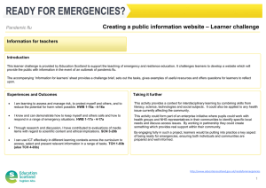 – Learner challenge Creating a public information website Pandemic flu