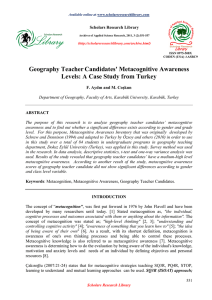 Geography Teacher Candidates' Metacognitive Awareness Levels: A Case Study from Turkey