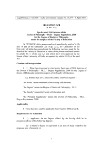 Legal Notice 213 of 2010 – Malta Government Gazette No....  EDUCATION ACT (CAP. 327)