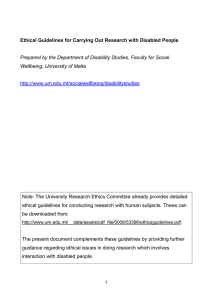 Ethical Guidelines for Carrying Out Research with Disabled People