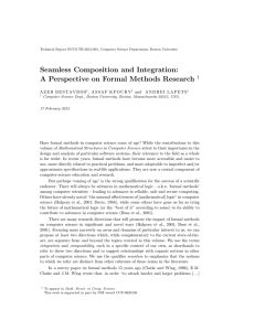 Seamless Composition and Integration: A Perspective on Formal Methods Research †
