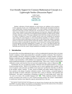 User-friendly Support for Common Mathematical Concepts in a ∗ Andrei Lapets