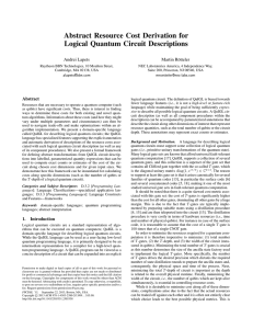 Abstract Resource Cost Derivation for Logical Quantum Circuit Descriptions Andrei Lapets Martin R¨otteler
