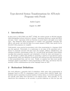 Type-directed Syntax Transformations for ATS-style Programs with Proofs 1 Introduction
