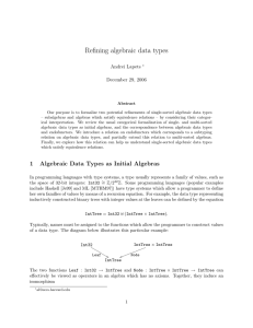 Refining algebraic data types Andrei Lapets December 29, 2006