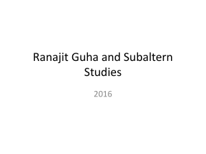 Ranajit Guha and Subaltern Studies 2016