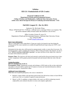 Syllabus EES 211 -Fundamentals of GIS (3 units)