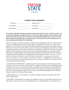 STUDENT COACH AGREEMENT