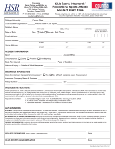 Club Sport / Intramural / Athletic Recreational Sports Accident Claim Form