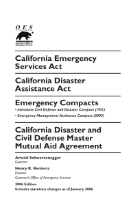 California Emergency Services Act California Disaster Assistance Act
