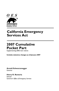 California Emergency Services Act 2007 Cumulative Pocket Part