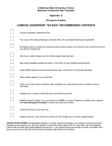 CAMPUS LEADERSHIP “GO BAG” RECOMMENDED CONTENTS California State University, Fresno