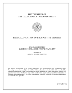 THE TRUSTEES OF THE CALIFORNIA STATE UNIVERSITY PREQUALIFICATION OF PROSPECTIVE BIDDERS