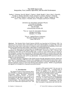 The SNOE Spacecraft: Integration, Test, Launch, Operation, and On-orbit Performance