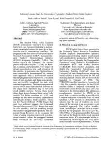 Software Lessons from the University of Colorado’s Student Nitric Oxide... Mark Andrew Salada , Sean Ryan†, John Donnelly†, Gail Tate†