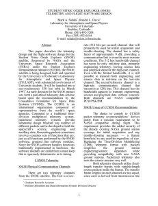 STUDENT NITRIC OXIDE EXPLORER (SNOE) TELEMETRY AND FLIGHT SOFTWARE DESIGN