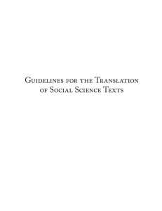 Guidelines for the Translation of Social Science Texts