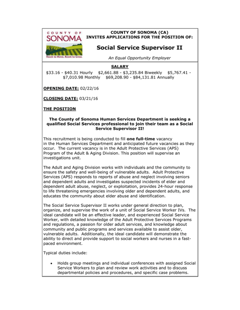 Social Service Supervisor II