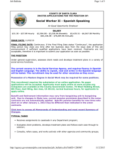 Social Worker II - Spanish Speaking Page 1 of 5 Job Bulletin