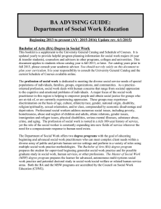 BA ADVISING GUIDE: Department of Social Work Education