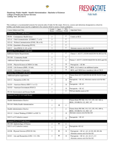 Roadmap: Public Health – Health Administration  Bachelor of Science