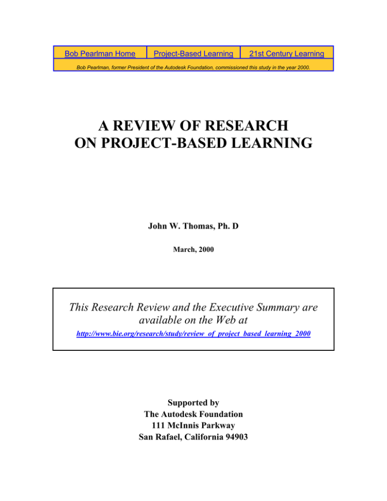 a review of research on project based learning