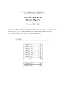 Practice Final Exam Linear Algebra