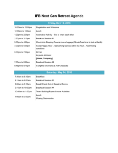 IFB Next Gen Retreat Agenda Friday, May 13, 2016