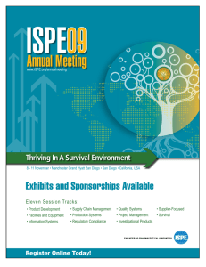 ISPE Annual Meeting Exhibits and Sponsorships Available Thriving In A Survival Environment