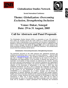 Globalization: Overcoming Venue: Dakar, Senegal Date: 29 to 31 August, 2005