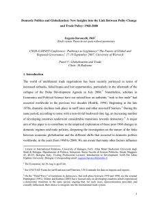 Domestic Polities and Globalization: New Insights into the Link Between... and Trade Policy: 1960-2000