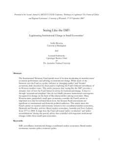 Presented at the Second Annual GARNET/CSGR Conference, ‘Pathways to Legitimacy?... and Regional Governance’, University of Warwick, 17-19 September 2007