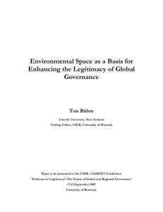 Environmental Space as a Basis for Enhancing the Legitimacy of Global Governance