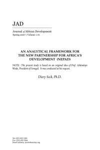 JAD An AnAlyticAl FrAmework For the new PArtnershiP For AFricA’s DeveloPment  (nePAD)