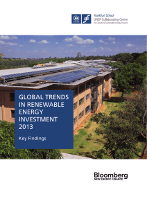 GLOBAL TRENDS IN RENEWABLE ENERGY INVESTMENT