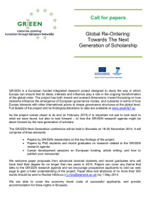 Call for papers Global Re-Ordering: Towards The Next