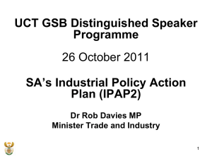 UCT GSB Distinguished Speaker Programme  SA’s Industrial Policy Action