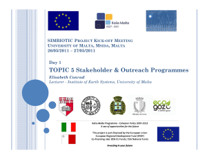 TOPIC 5 Stakeholder &amp; Outreach Programmes SIMBIOTIC P K -