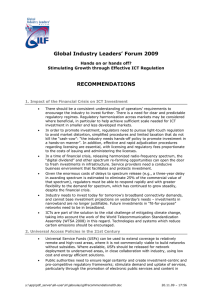 Global Industry Leaders’ Forum 2009 RECOMMENDATIONS Hands on or hands off?