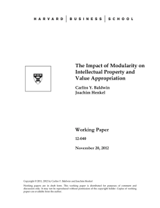 The Impact of Modularity on Intellectual Property and Value Appropriation Working Paper