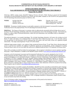 COMMONWEALTH OF MASSACHUSETTS MASSACHUSETTS DEPARTMENT OF TRANSPORTATION-HIGHWAY DIVISION NOTICE OF PUBLIC HEARING