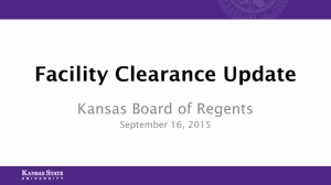Facility Clearance Update Kansas Board of Regents  September 16, 2015