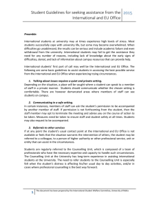 Student Guidelines for seeking assistance from the International and EU Office