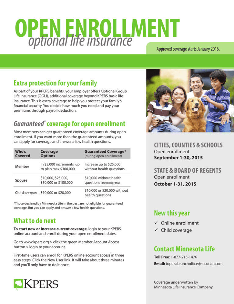 OPEN ENROLLMENT optional life insurance